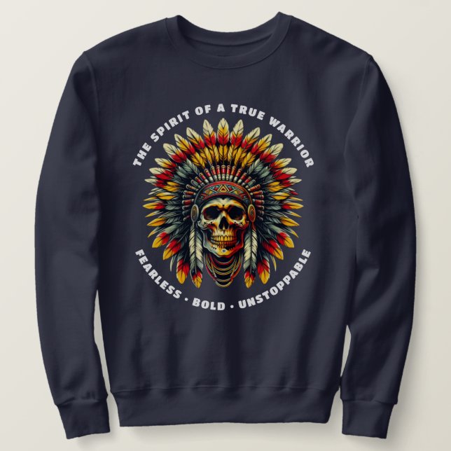 Sudadera Jefe de cráneo nativo americano (Anverso del diseño)