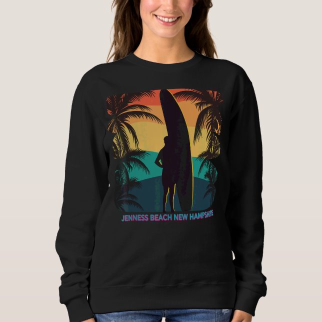 Sudadera Jenness Beach New Hampshire Palm Tree Surfboard Su (Anverso)
