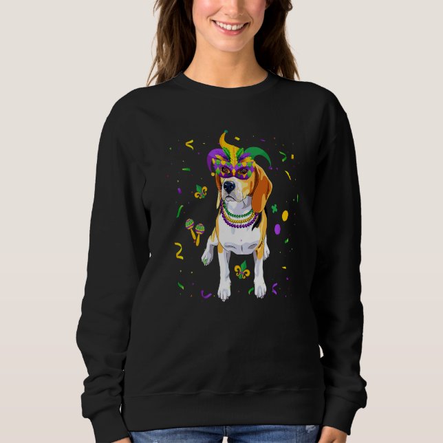 Sudadera Jester Beads & Mask Beagle Dog Dueño Mardi Gras P (Anverso)