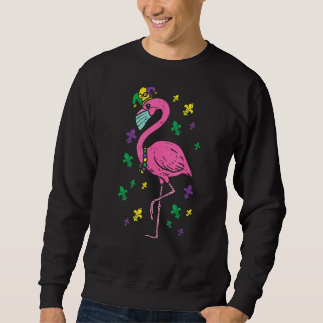 Sudadera Jester Flamingo Face Mask Mardi Gras Quarantine (Anverso)