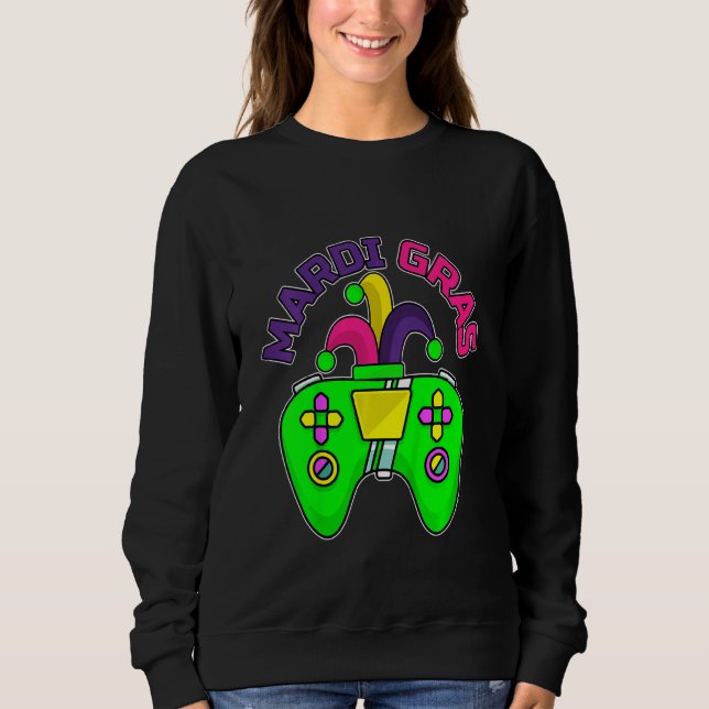 Sudadera Jester Mardi Gras Gamin, controlador de videojuego (Anverso)