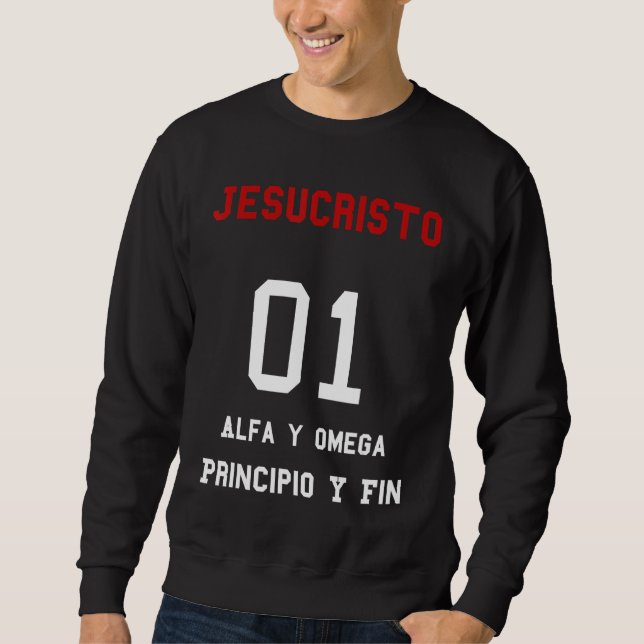 Sudadera Jesucristo Alfa y Omega Principio y Fin Christian (Anverso)