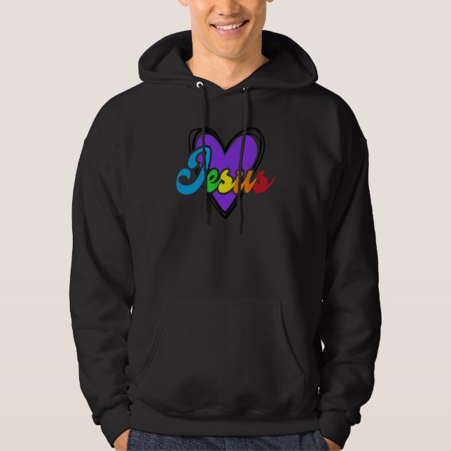 Sudadera Jesucristo Corazón Arcoiris Religioso Cristiano (Anverso)