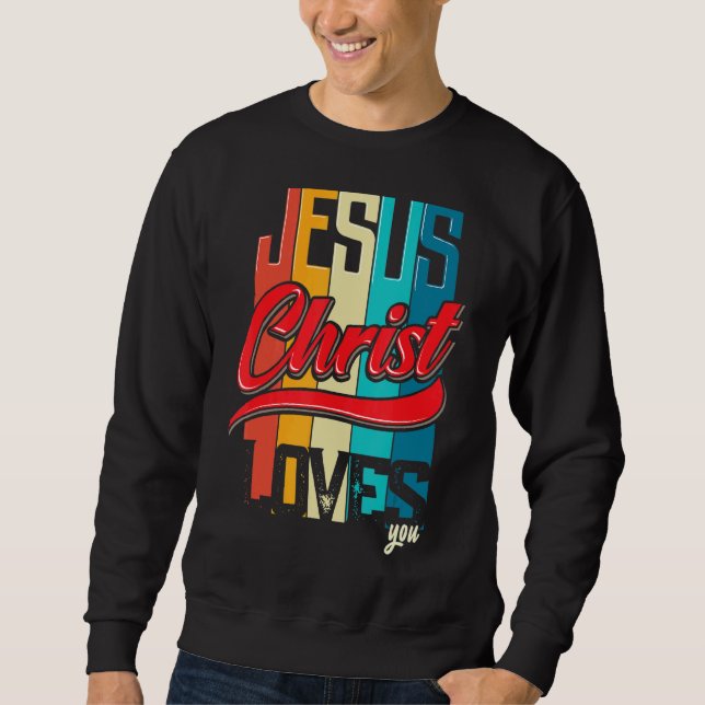 Sudadera Jesucristo Te Ama Para Mujeres Y Hombres Cristiano (Anverso)