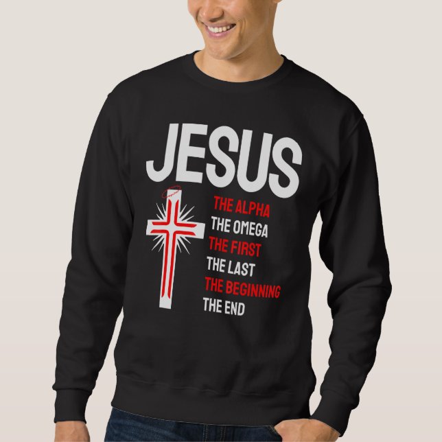 Sudadera Jesús Alpha Omega El Primer Principio del Fin Chri (Anverso)