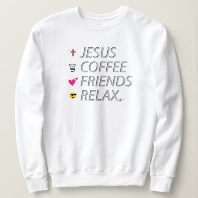 Sudadera Jesús, Café, Amigos, Relájate (Anverso del diseño)