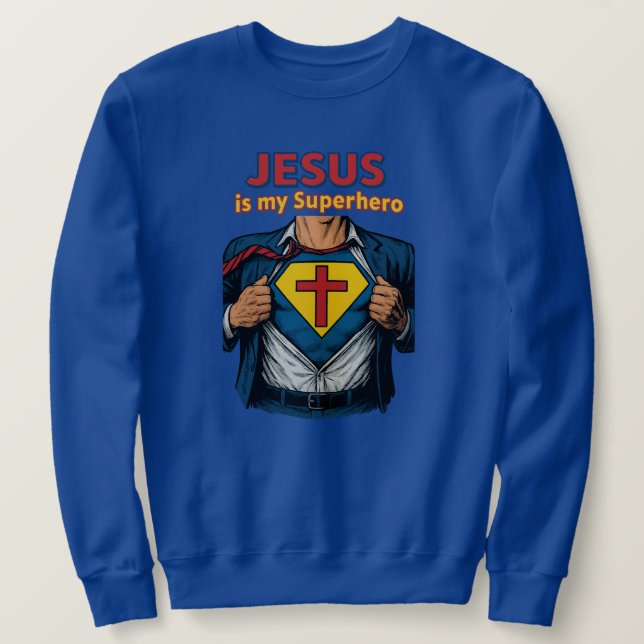 Sudadera JESÚS es mi Superhéroe - Cristiano (Anverso del diseño)