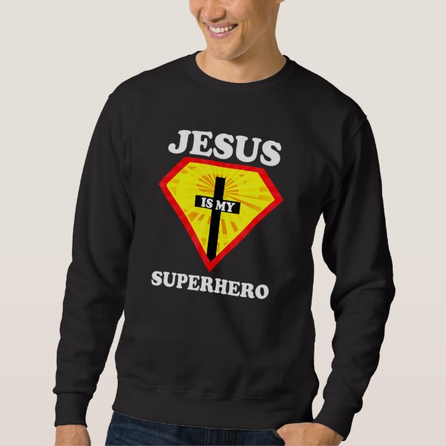Sudadera Jesús Es Mi Superhéroe Cute Poderoso Eje Cristiano (Anverso)