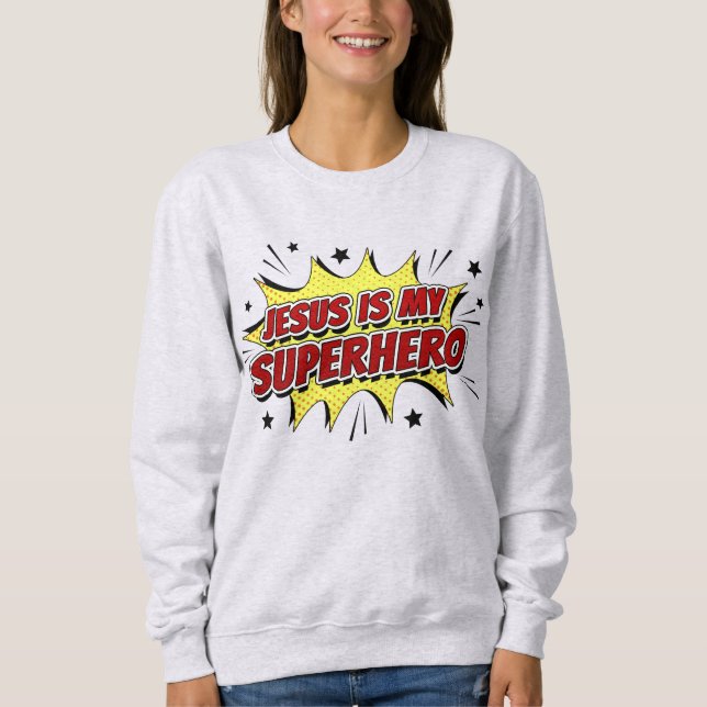 Sudadera Jesús es mi superhéroe niños y fe cristiana adulta (Anverso)