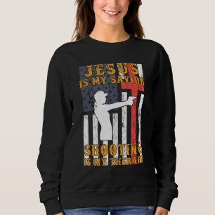 Sudadera Jesús Es Mi Tiro Salvador Es Mi Terapia Hoodie L
