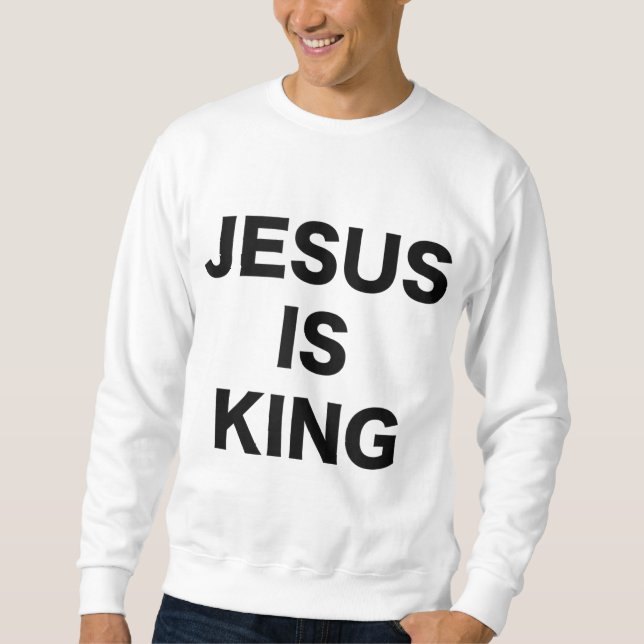 Sudadera Jesús es Rey Negrita Texto negro Cristiano Religio (Anverso)
