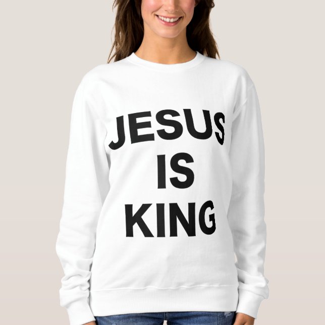 Sudadera Jesús es Rey Negrita Texto negro Cristiano Religio (Anverso)