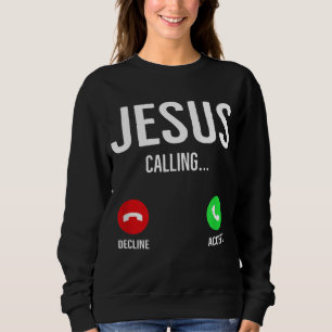 Sudadera Jesús llama a la pantalla de llamadas de teléfono 