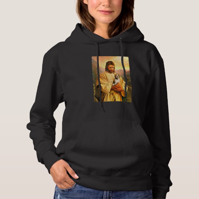 Sudadera Jesús Lleva Una Idea De Perro Beagle Con Cachorro  (Anverso)