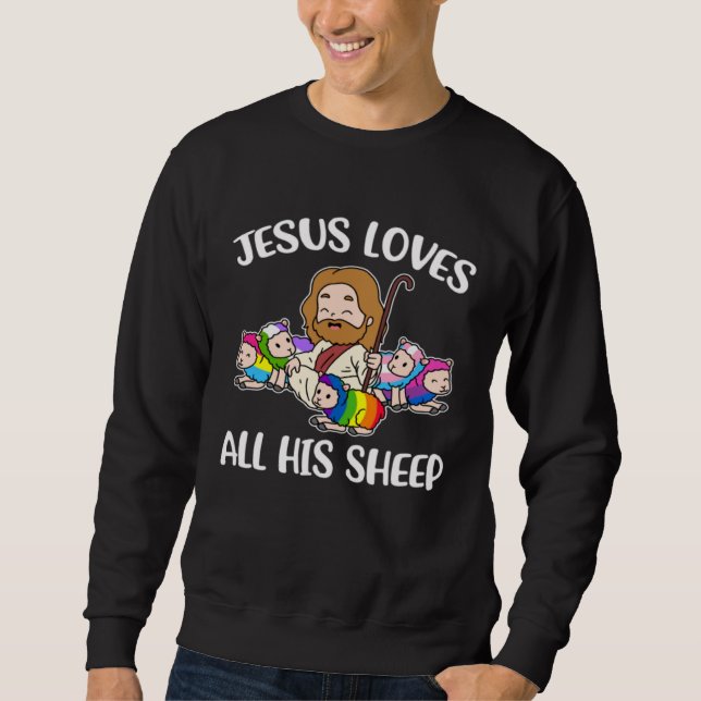 Sudadera Jesus Loves All His Sheep  LGBTQ (Anverso)