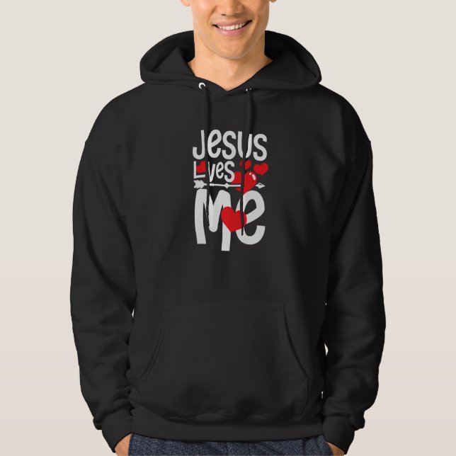Sudadera Jesus loves me  christian heart believe Premium (Anverso)