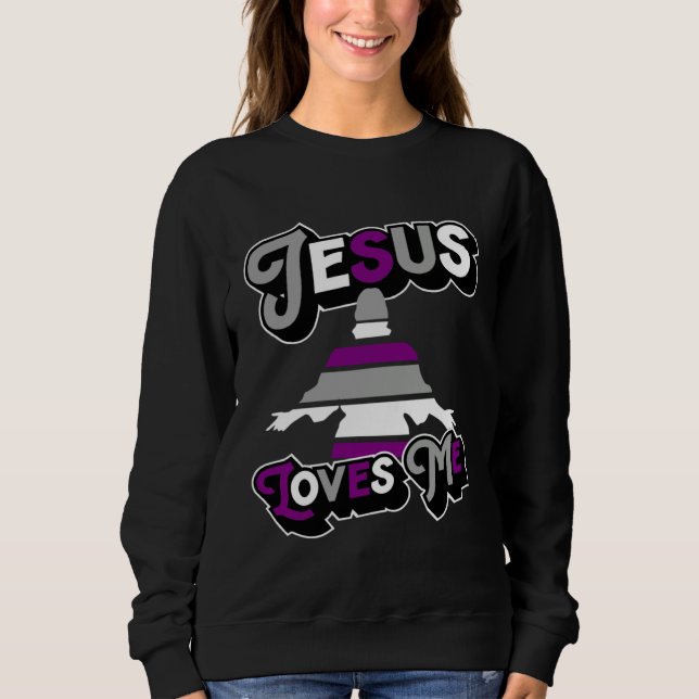 Sudadera Jesus Loves Me Church Christian Asexual Pride Flag (Anverso)