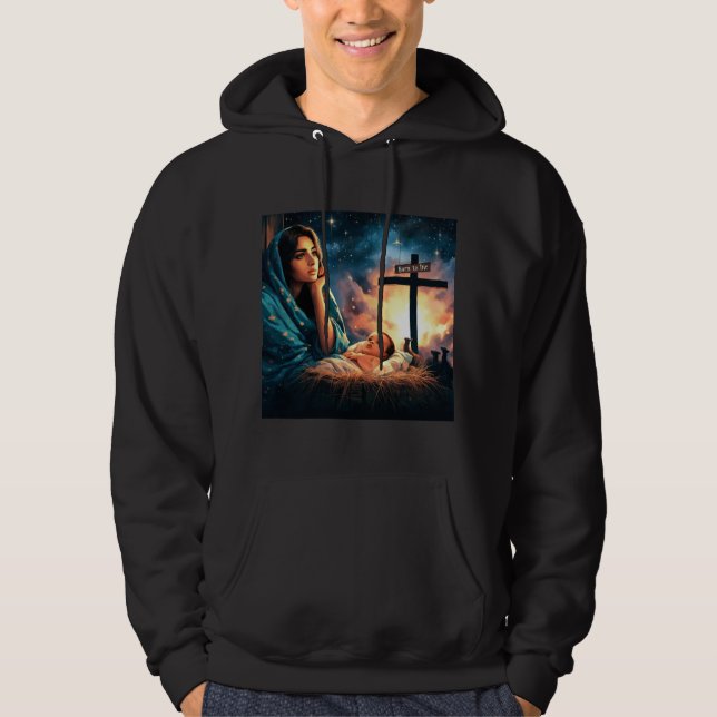 Sudadera Jesús, nacido para morir, Navidades, cristiano (Anverso)