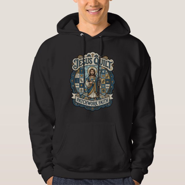 Sudadera Jesús Parche de Colcha de Retazos Fe Jesús Colcha  (Anverso)