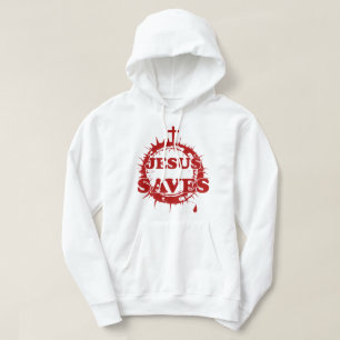 Sudadera Jesús salva con cruz y corona de ánimos