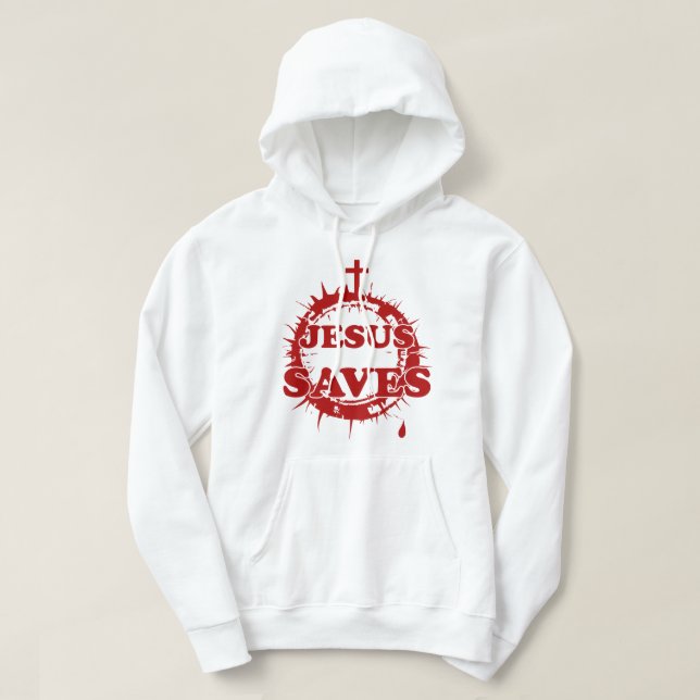 Sudadera Jesús salva con cruz y corona de ánimos (Diseño del anverso)