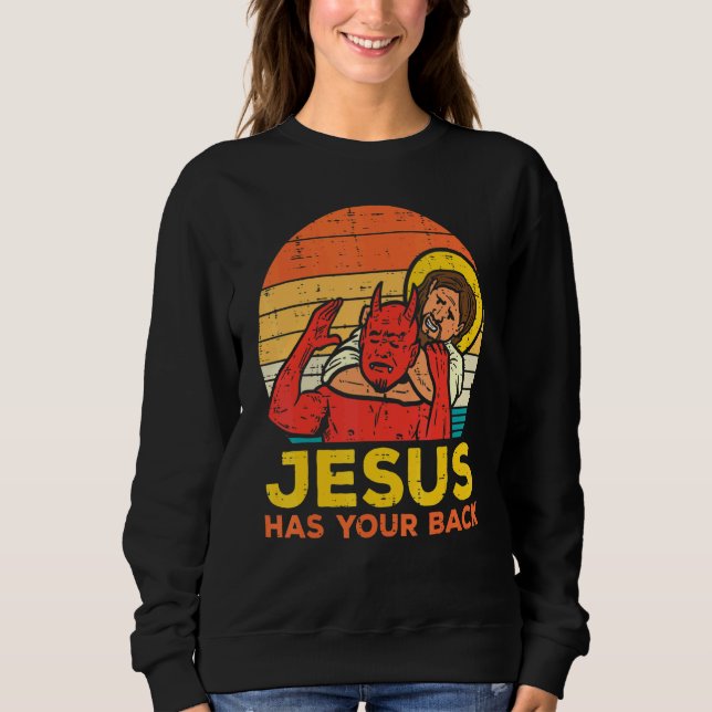 Sudadera Jesús Tiene Su Espalda Jiu Jitsu Retro Hombres Cri (Anverso)