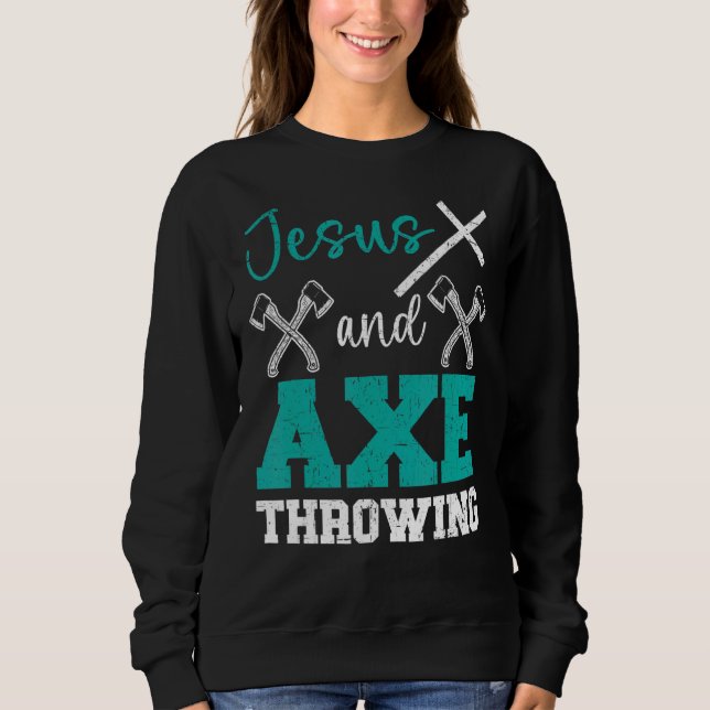 Sudadera Jesús Y Axe Lanzando Hatchet Cristiano Thrower R (Anverso)