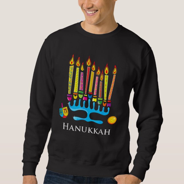 Sudadera Jew Ish Challah Menorah Hanukkah  2 (Anverso)