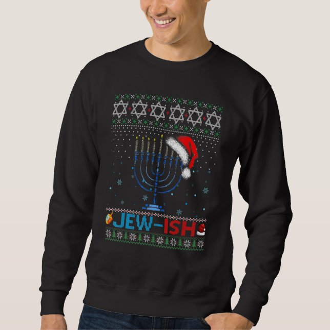 Sudadera Jew ish Jewish Pun Menorah Santa Hanukkah Christma (Anverso)