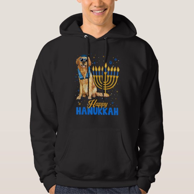 Sudadera Jewish Golden Retriever Dog Menorah Happy Hanukkah (Anverso)