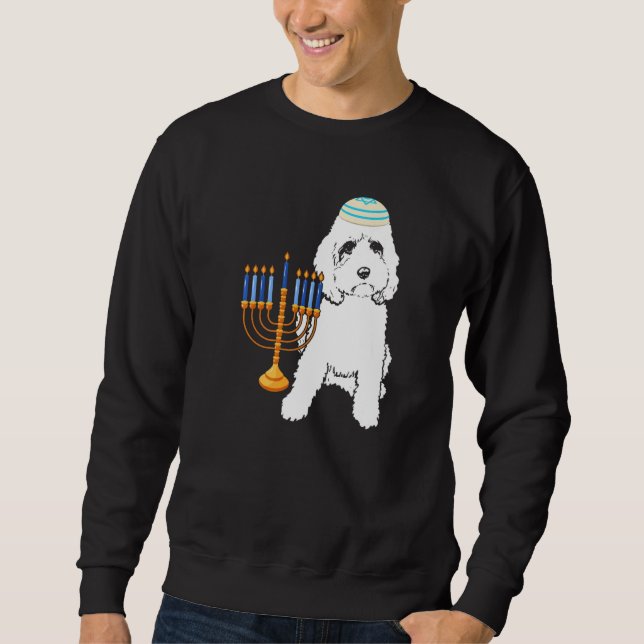 Sudadera Jewish Poodle Dog Menorah Hanukkah Pajamas Chanuka (Anverso)