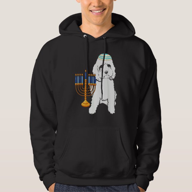 Sudadera Jewish Poodle Dog Menorah Hanukkah Pajamas Chanuka (Anverso)
