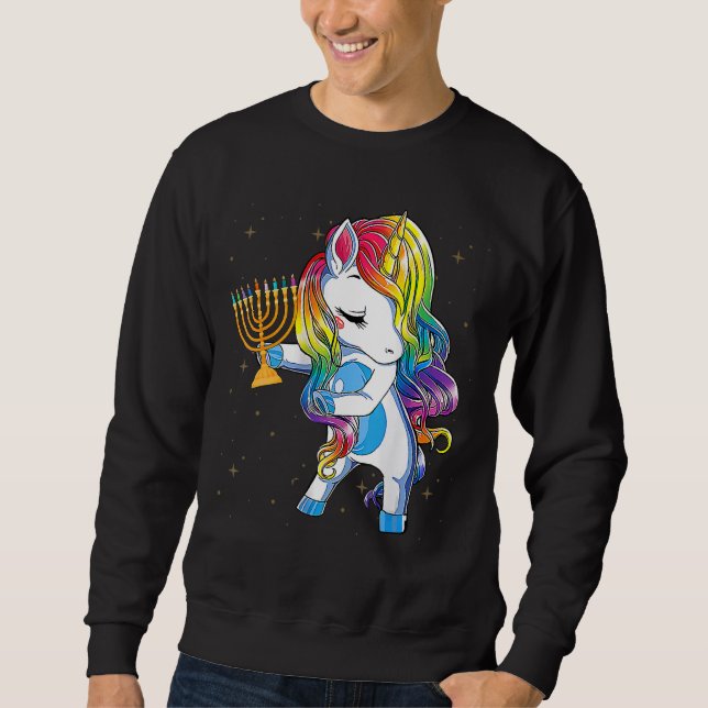 Sudadera Jewnicorn   Hanukkah Unicorn   Girl Women Pajamas (Anverso)