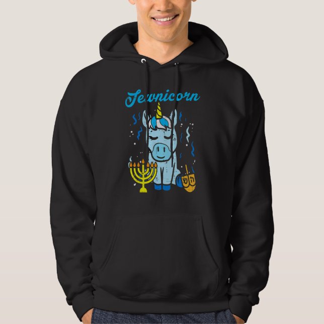 Sudadera Jewnicorn Jew Unicorn Cute Hanukkah Pajamas Chanuk (Anverso)
