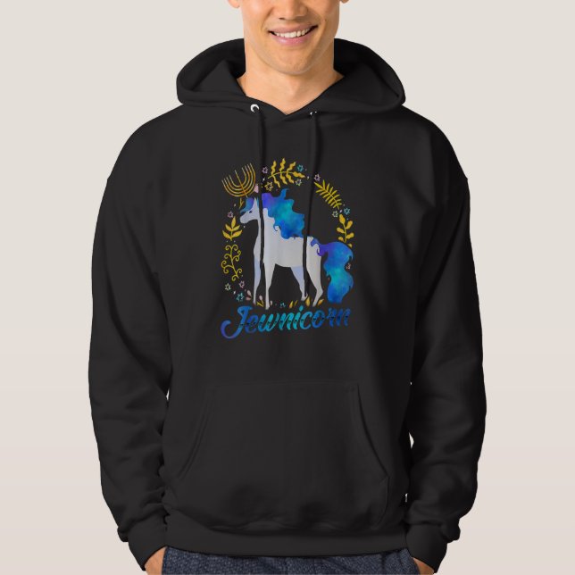 Sudadera Jewnicorn Jewish Unicorn Chanukah Hanukkah Jew (Anverso)