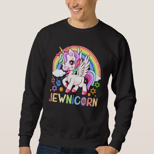 Sudadera Jewnicorn Jewish Unicorn Hanukkah Chanukah  Boys G (Anverso)
