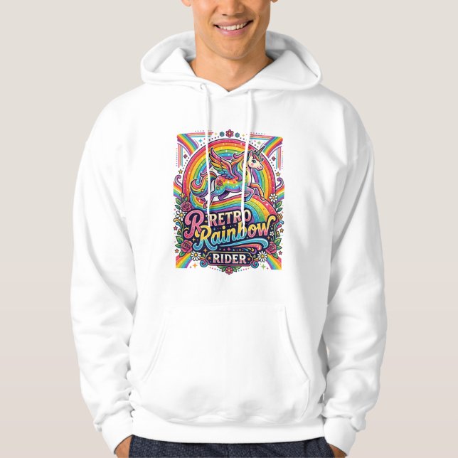 Sudadera Jinete de Arcoíris Retro Unicornio (Anverso)