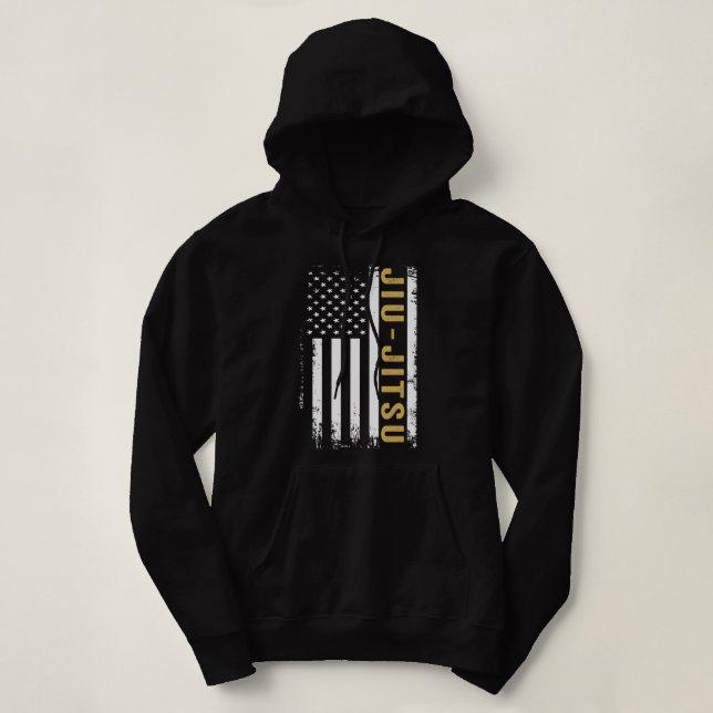 Sudadera Jiu Jitsu Bandera de Estados Unidos Grunge (Diseño del anverso)