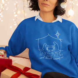 Sudadera John 1:14 Navidades Natividad Guiña Azul