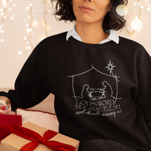 Sudadera John 1:14 Navidades Natividad Scripture Black