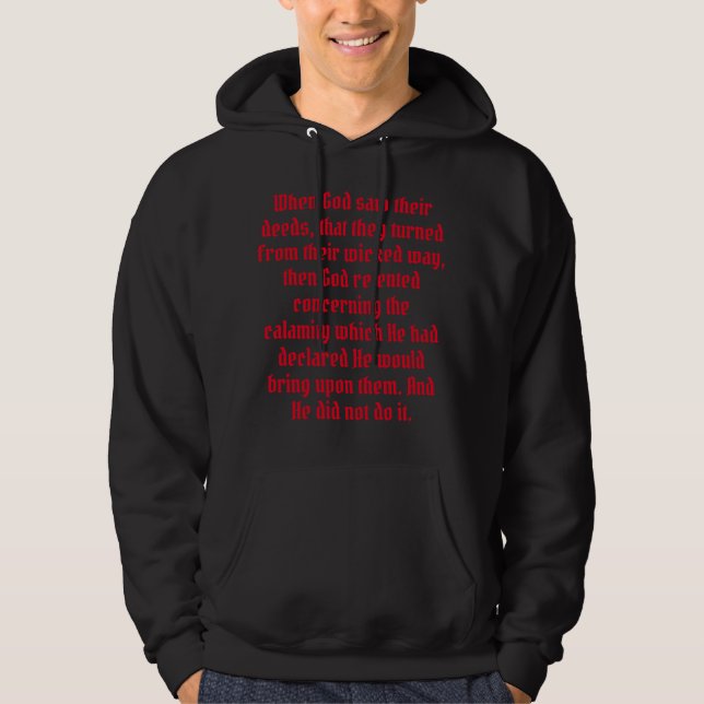 Sudadera Jonah 3:10 Voltear de caminos malvados (Anverso)