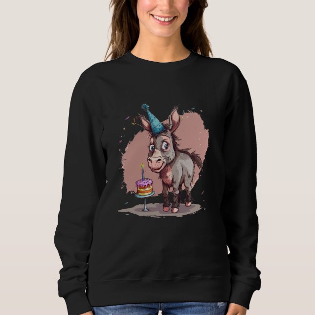 Sudadera Joven traje de burro de cumpleaños con tarta graci (Anverso)
