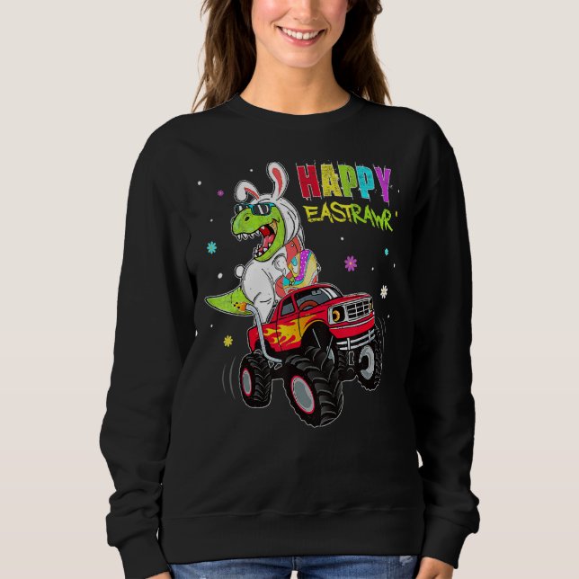 Sudadera Jóvenes conejitos dinosaurios T Rex Monster Camión (Anverso)