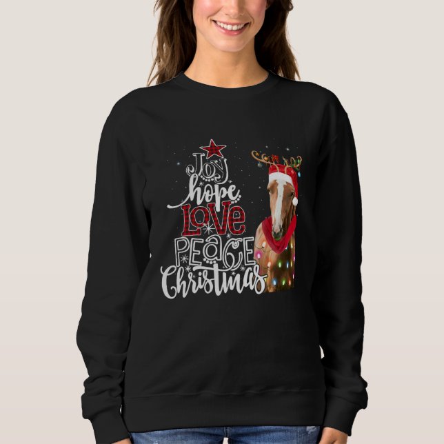 Sudadera Joy Hope Love Peace Christmas Horse Santa Reideer  (Anverso)