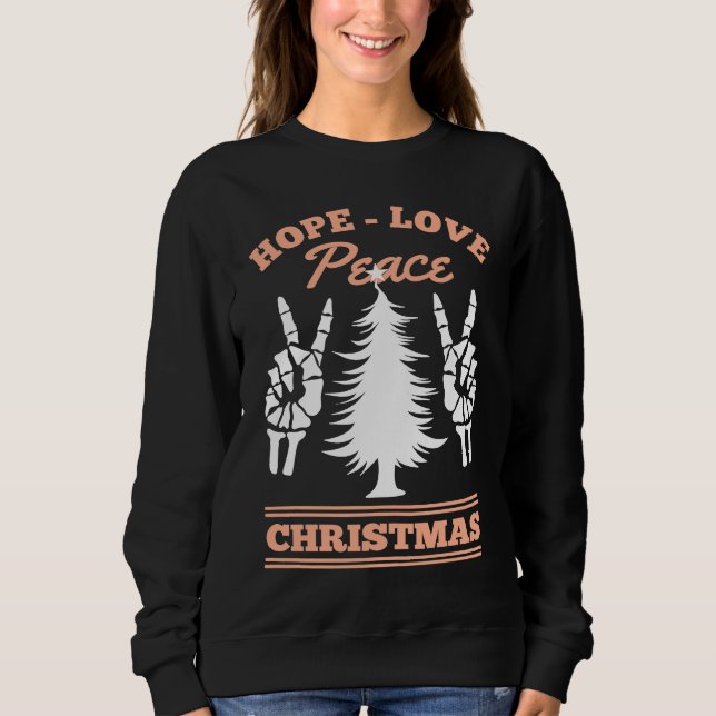 Sudadera Joy Hope Love Peace Christmas Tree Red Buffalo Pla (Anverso)