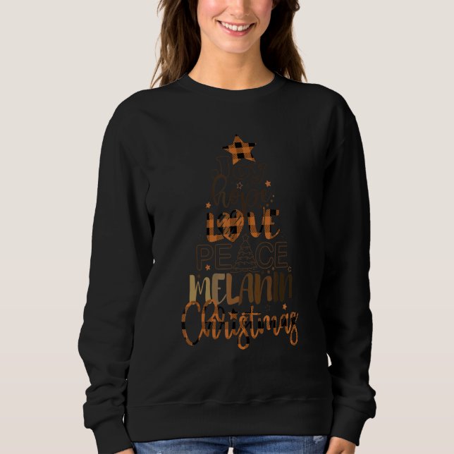 Sudadera Joy Hope Love Peace Melanin Christmas Tree Retro (Anverso)