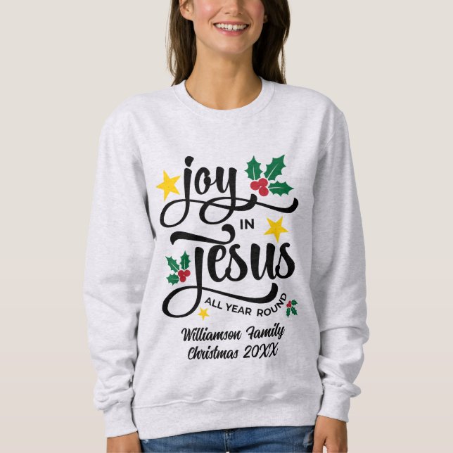 Sudadera Joy in Jesus Christian Christmas Family Name  (Anverso)