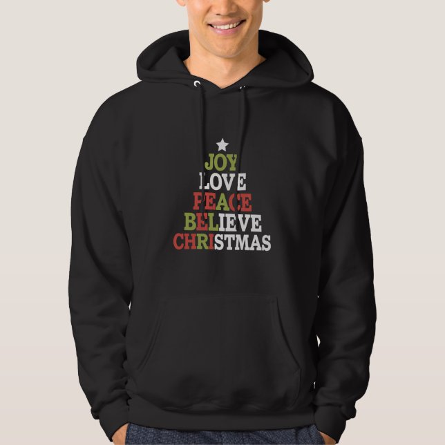 Sudadera Joy Love Peace Belibe Christmas Tree Family (Anverso)