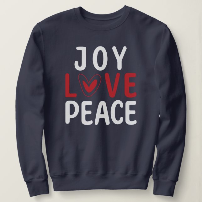 Sudadera JOY LOVE PEACE Christian Red Heart  (Anverso del diseño)