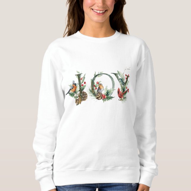 Sudadera JOY Pine Cone Red Berry Birds Navidades de vacacio (Anverso)